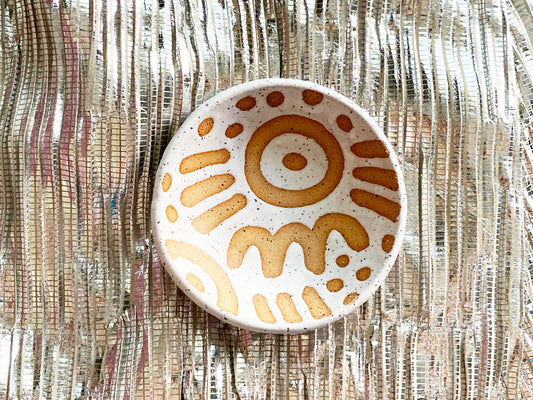 Pre-Order: Large "Doodle" Trinket Ring Dish - Large Pattern - White