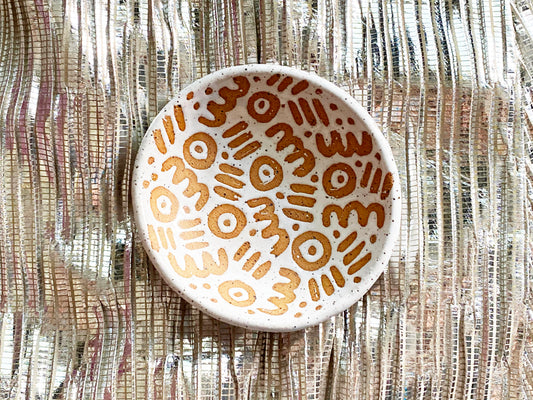 Pre-Order: Large "Doodle" Trinket Ring Dish - Small Pattern - White