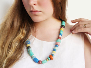 Colorful Moroccan Clay Bead Necklace