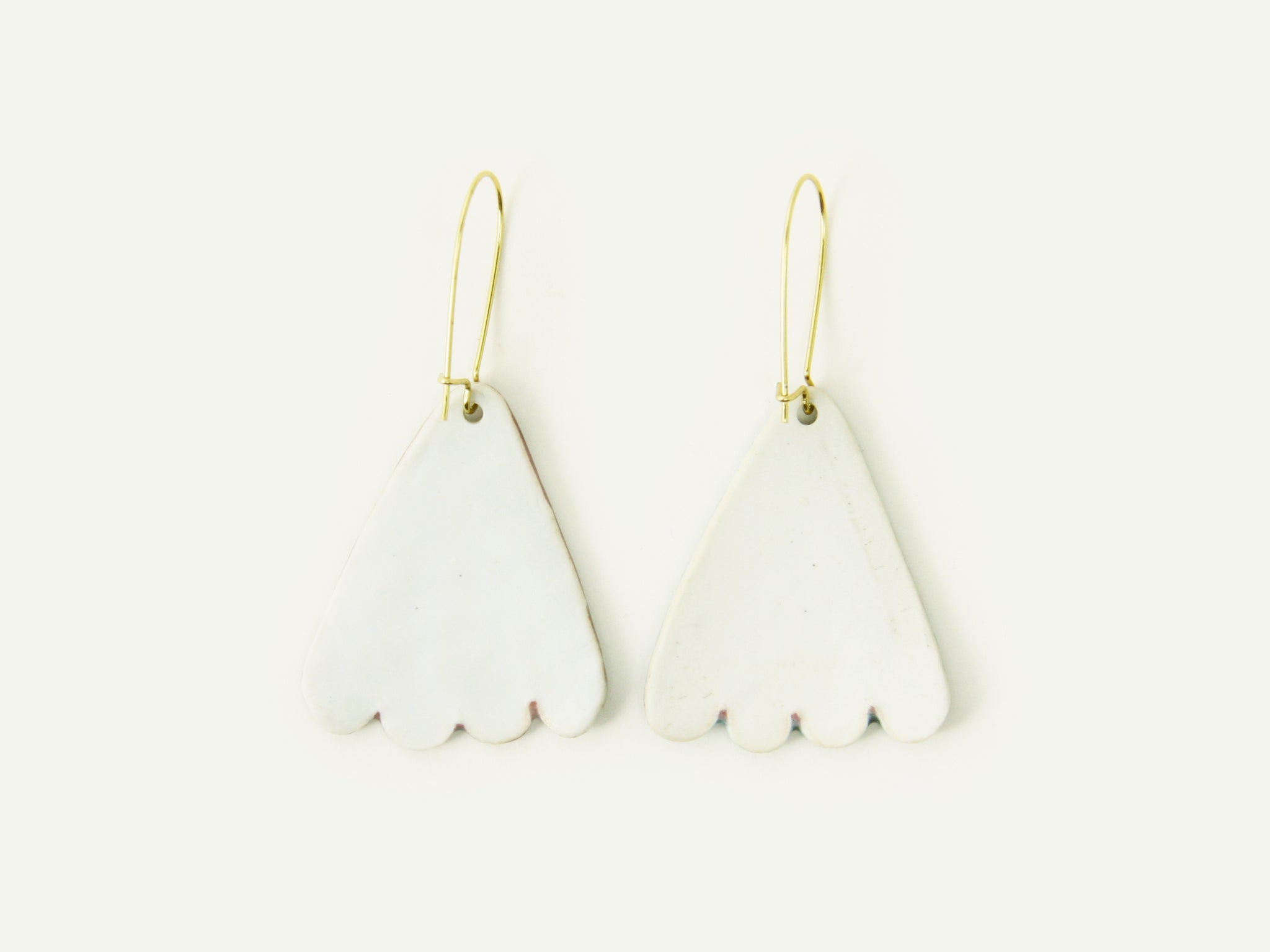 Porcelain Scallop Statement Earrings / Triangle in Turquoise