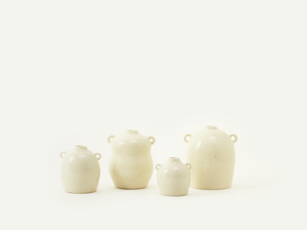 Miniature Warm White Bud Vase / Urn