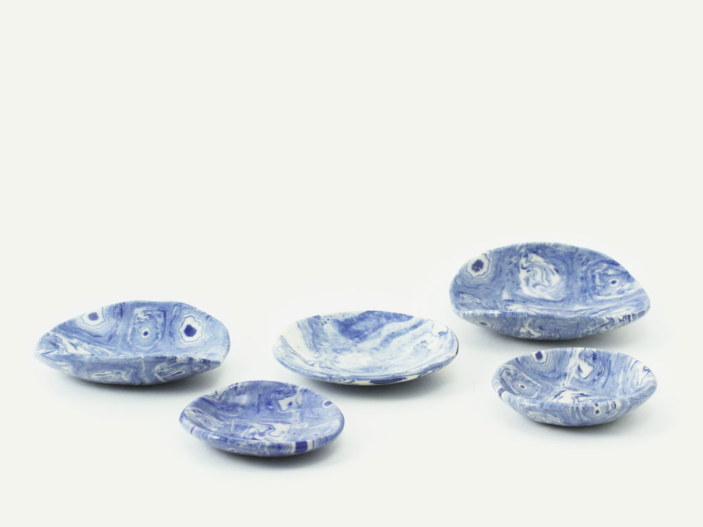 Indigo Blue Nerikomi Dish / Incense Holder