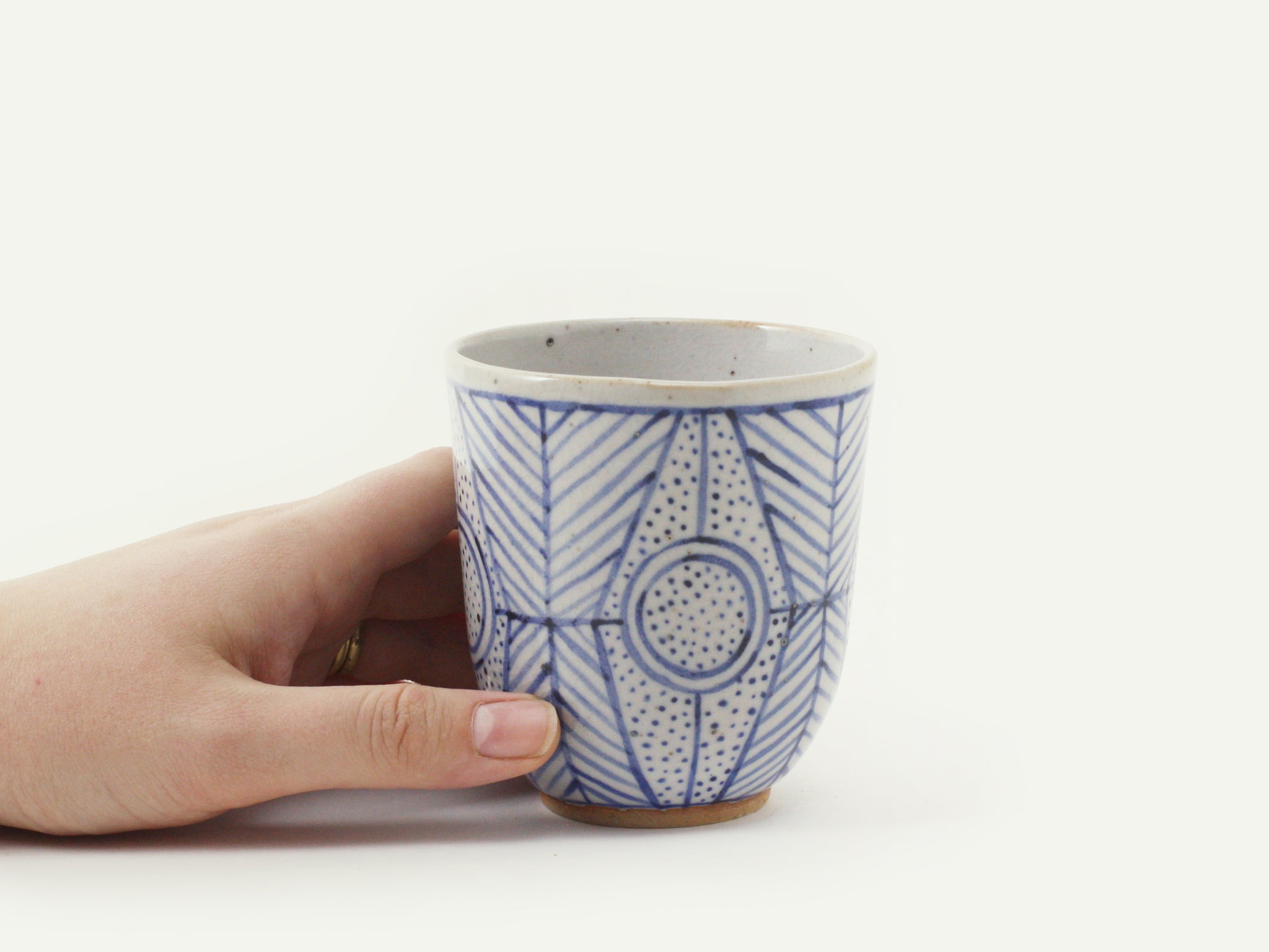 Indigo Art Deco Inspired Ceramic Cup