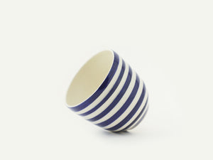 Navy Blue and White "Breton" Stripes Ceramic Cup