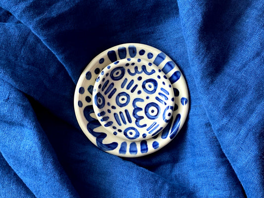 Pre-Order: Doodle Trinket Ring Dish - Blue Pattern