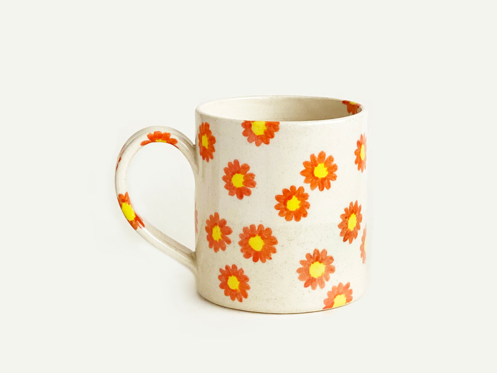 Pre-Order: "Daisy" Flower Pattern Mug - Orange
