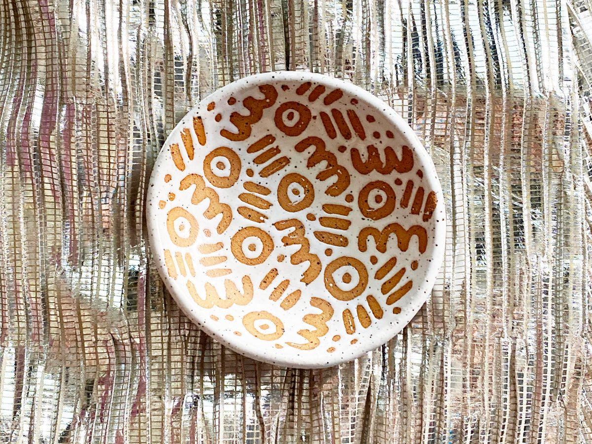 Pre-Order: Large "Doodle" Trinket Ring Dish - Small Pattern - White