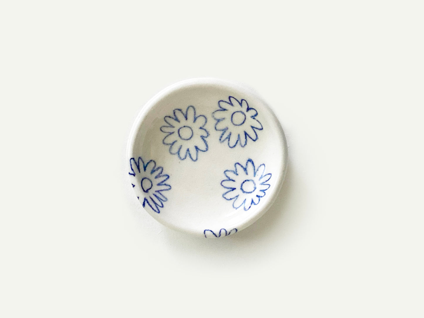 Pre-Order: Trinket Ring Dish - "Daisy" Flower Pattern - Fine Cobalt Blue