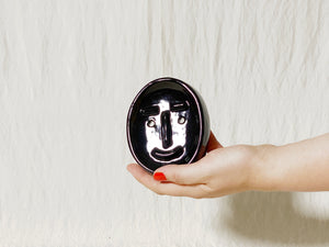 Ceramic Face Soap Dish - Glossy Black