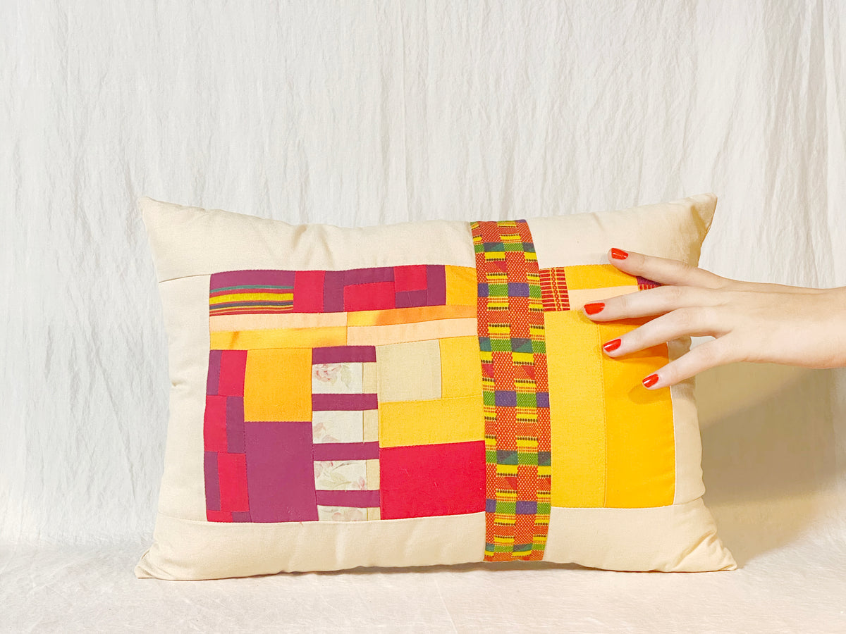 Patchwork Quilted Bolster Pillow (7x12)