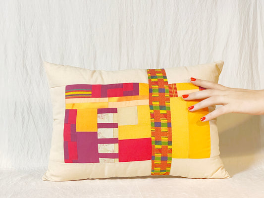Patchwork Quilted Bolster Pillow (7x12)