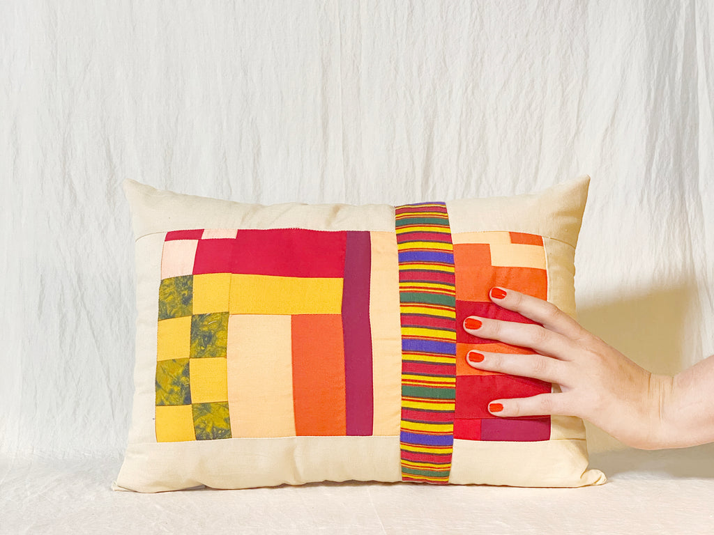 Patchwork Quilted Bolster Pillow (7x12)