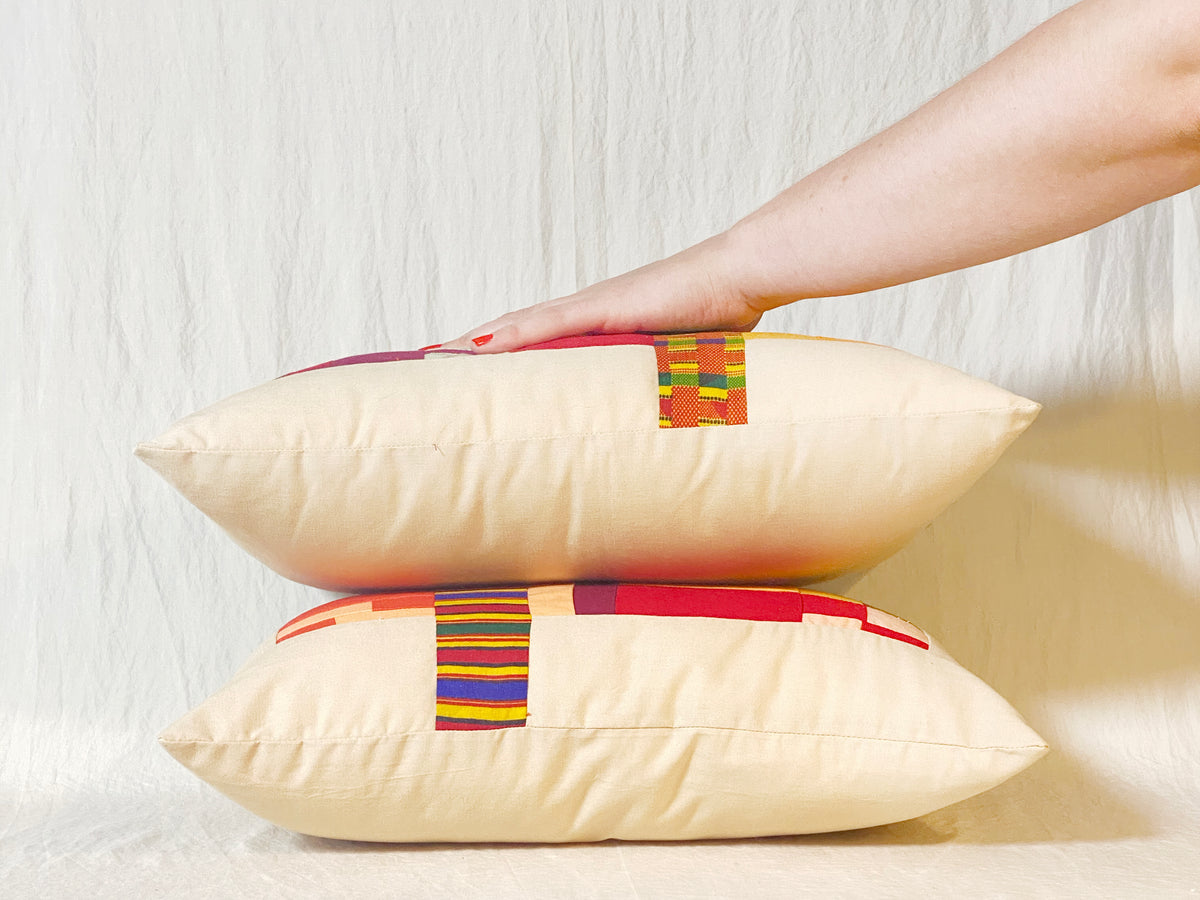 Patchwork Quilted Bolster Pillow (7x12)