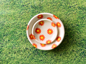 Pre-Order: Trinket Ring Dish - "Daisy" Flower Pattern - Orange