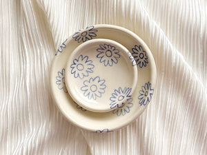 Pre-Order: Trinket Ring Dish - "Daisy" Flower Pattern - Fine Cobalt Blue