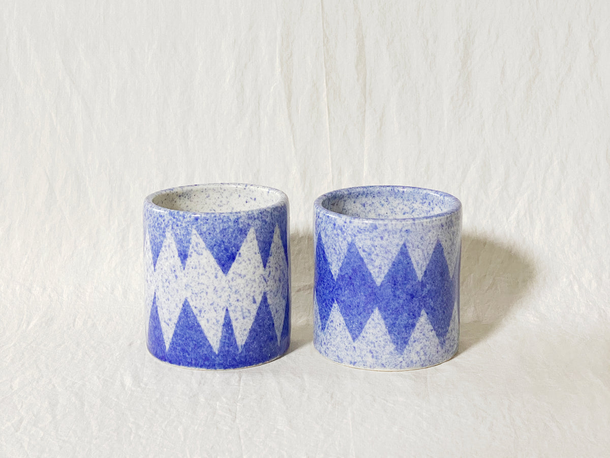 Zig & Zag Cups - Set of 2 - Cobalt Blue