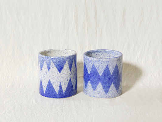 Zig & Zag Cups - Set of 2 - Cobalt Blue