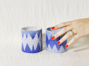 Zig & Zag Cups - Set of 2 - Cobalt Blue