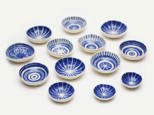 Blue Carved Ring Dish / Incense Holder