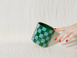 Checkered Cup - Turquoise & Green