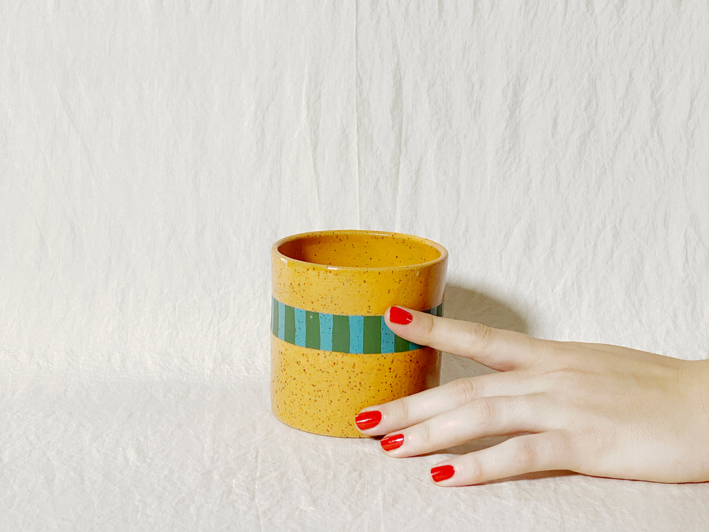 Stripes Planter  - Orange & Turquoise