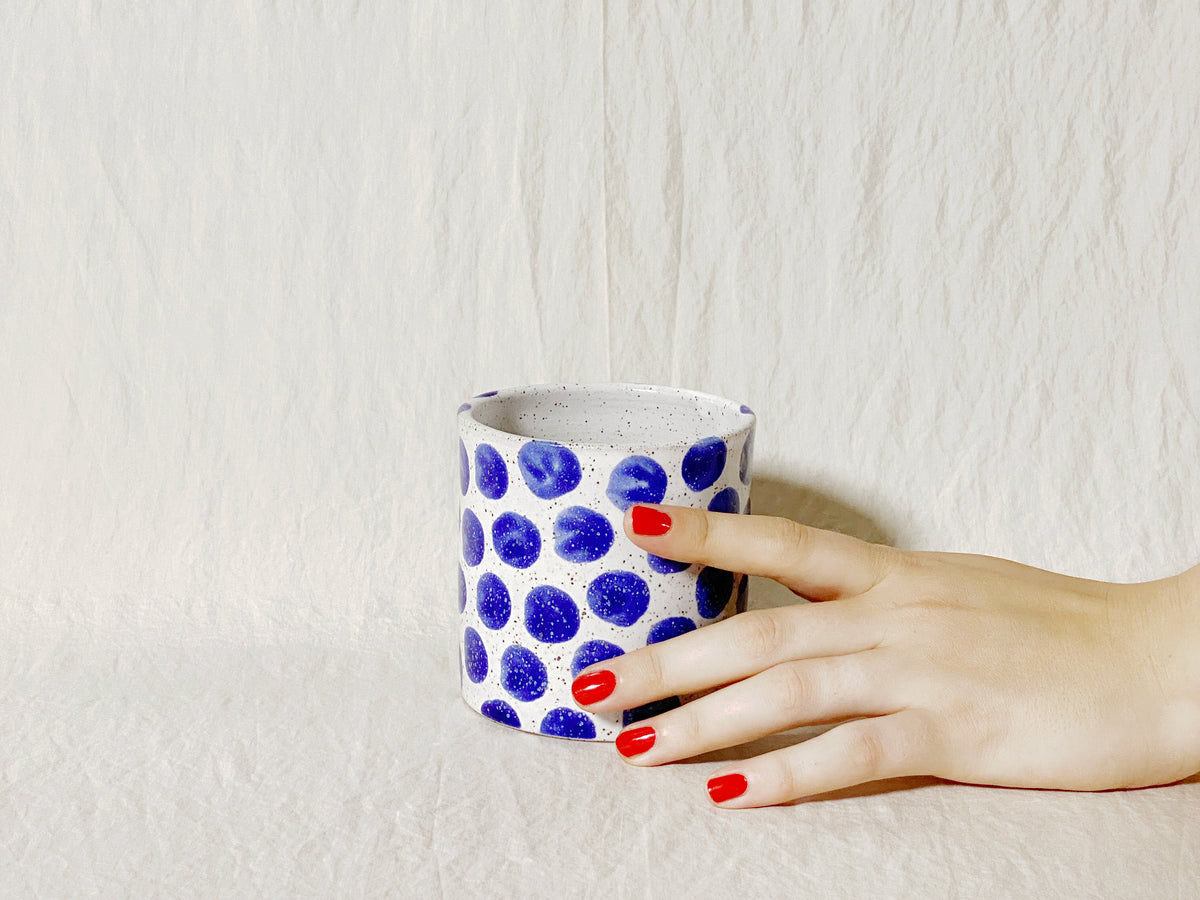 Polka Planter / Pot - Blue
