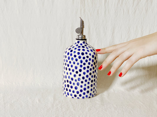 Oil Cruet/Dispenser - Blue Polka (15)