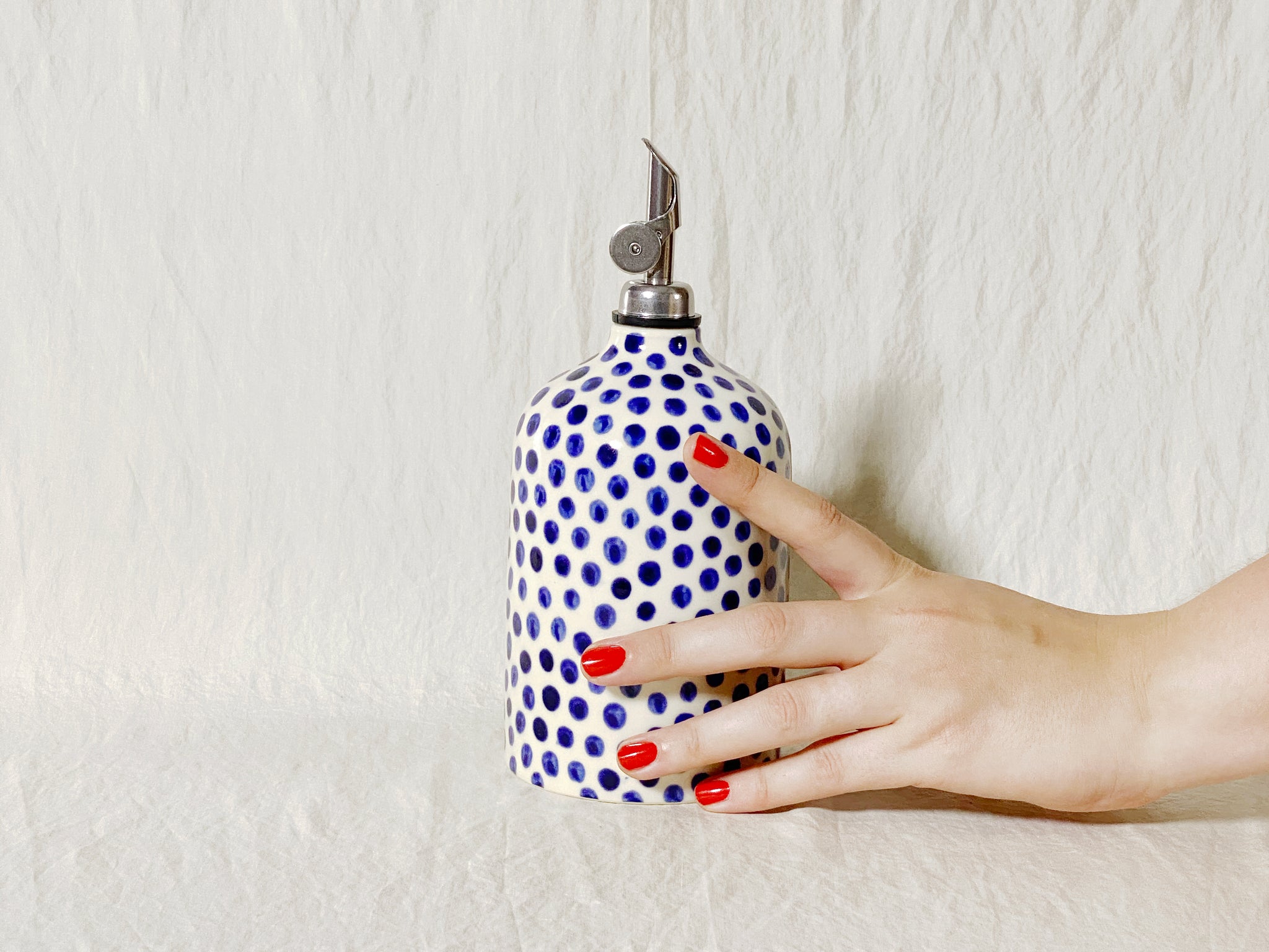 Oil Cruet/Dispenser - Blue Polka (15)