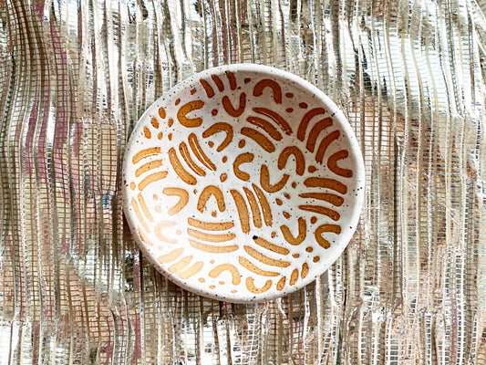Pre-Order: Large "Jot" Trinket Ring Dish - Small Pattern - White