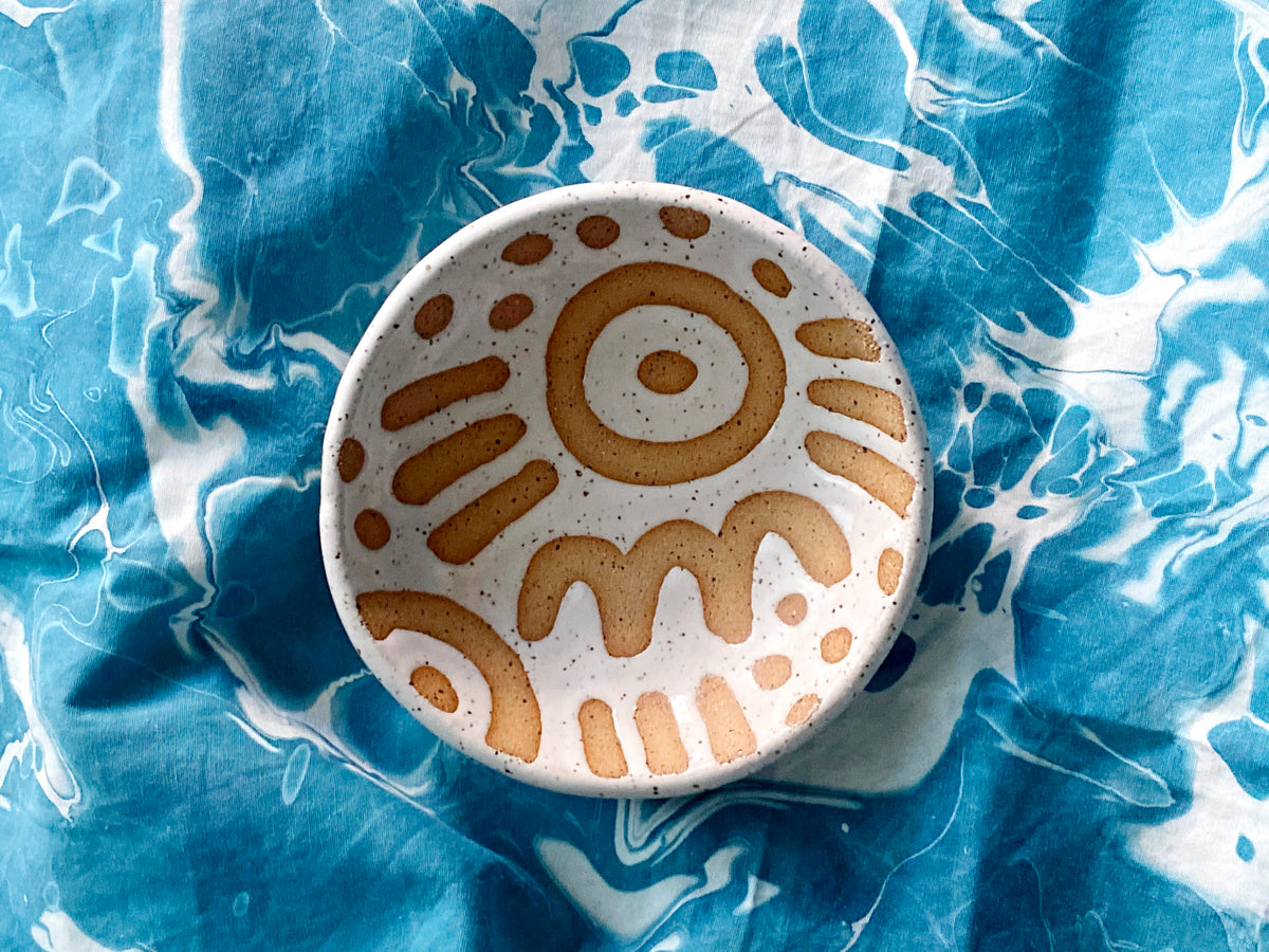 Pre-Order: Large "Doodle" Trinket Ring Dish - Large Pattern - White