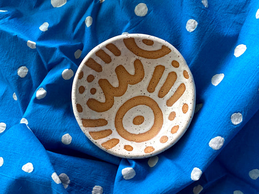 Pre-Order: Large "Doodle" Trinket Ring Dish - Large Pattern - White