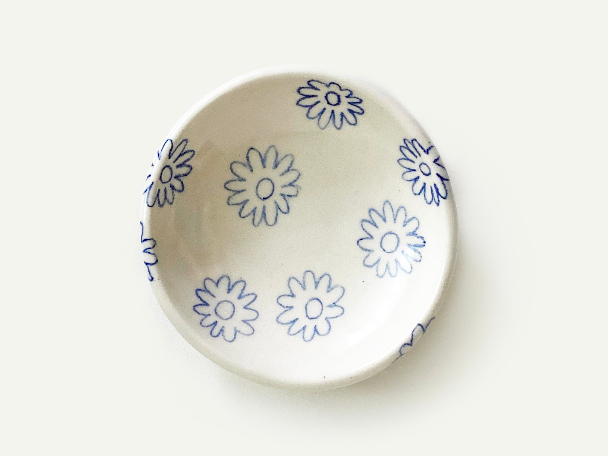 Pre-Order: Trinket Ring Dish - "Daisy" Flower Pattern - Fine Cobalt Blue