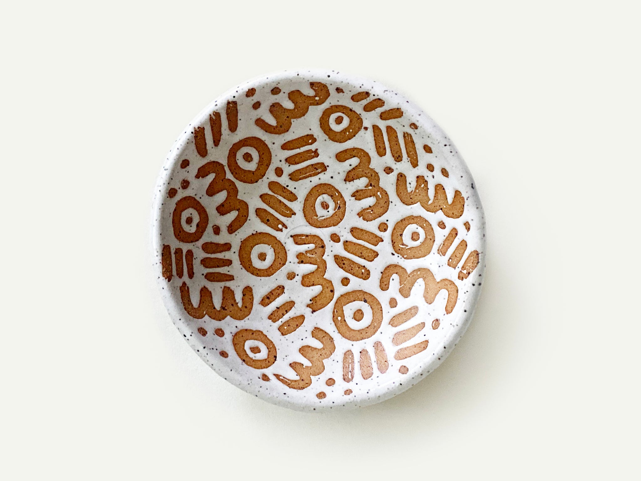 Pre-Order: Large "Doodle" Trinket Ring Dish - Small Pattern - White