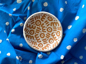 Pre-Order: Large "Doodle" Trinket Ring Dish - Small Pattern - White