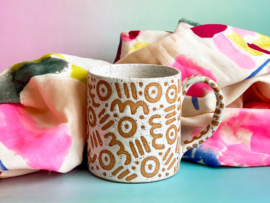 Pre-Order: "Doodle" Mug - Small Pattern - White