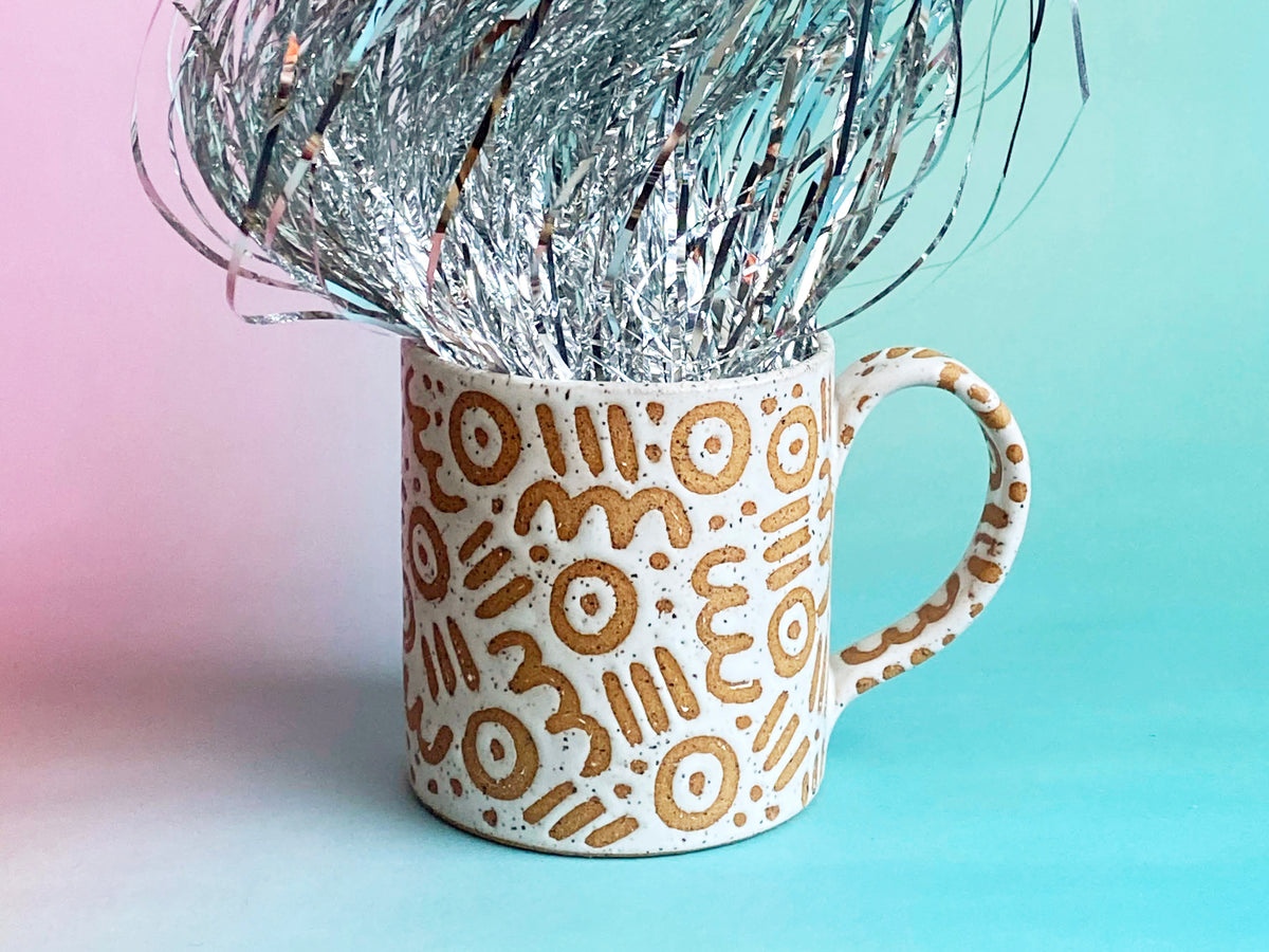 Pre-Order: "Doodle" Mug - Small Pattern - White
