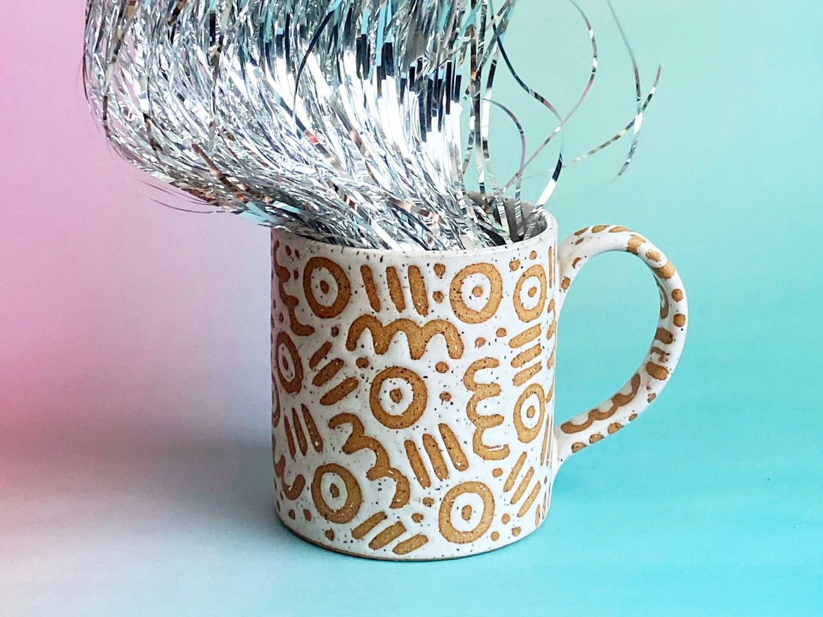 Pre-Order: "Doodle" Mug - Small Pattern - White