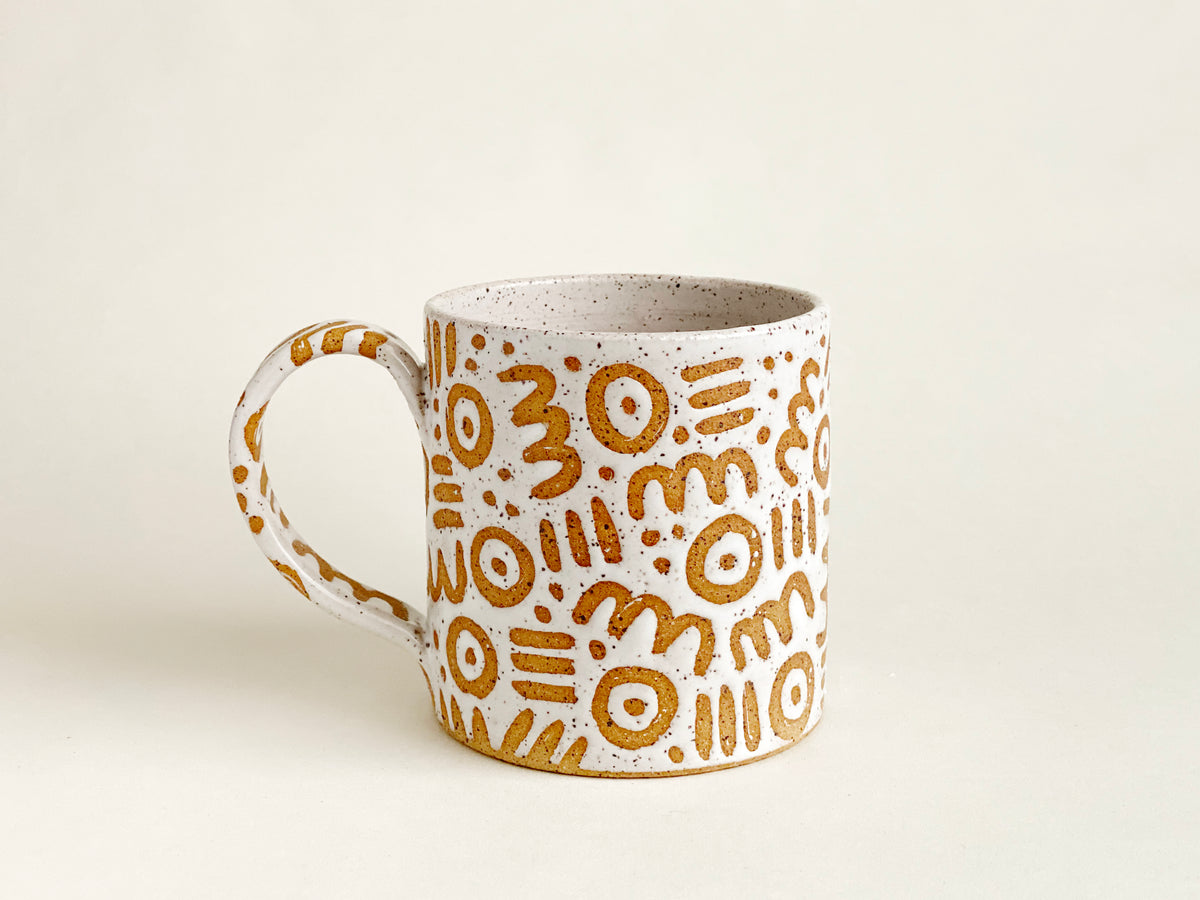 Pre-Order: "Doodle" Mug - Small Pattern - White