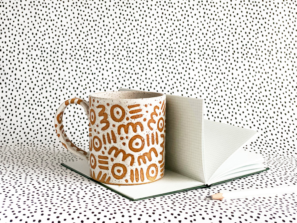 Pre-Order: "Doodle" Mug - Small Pattern - White