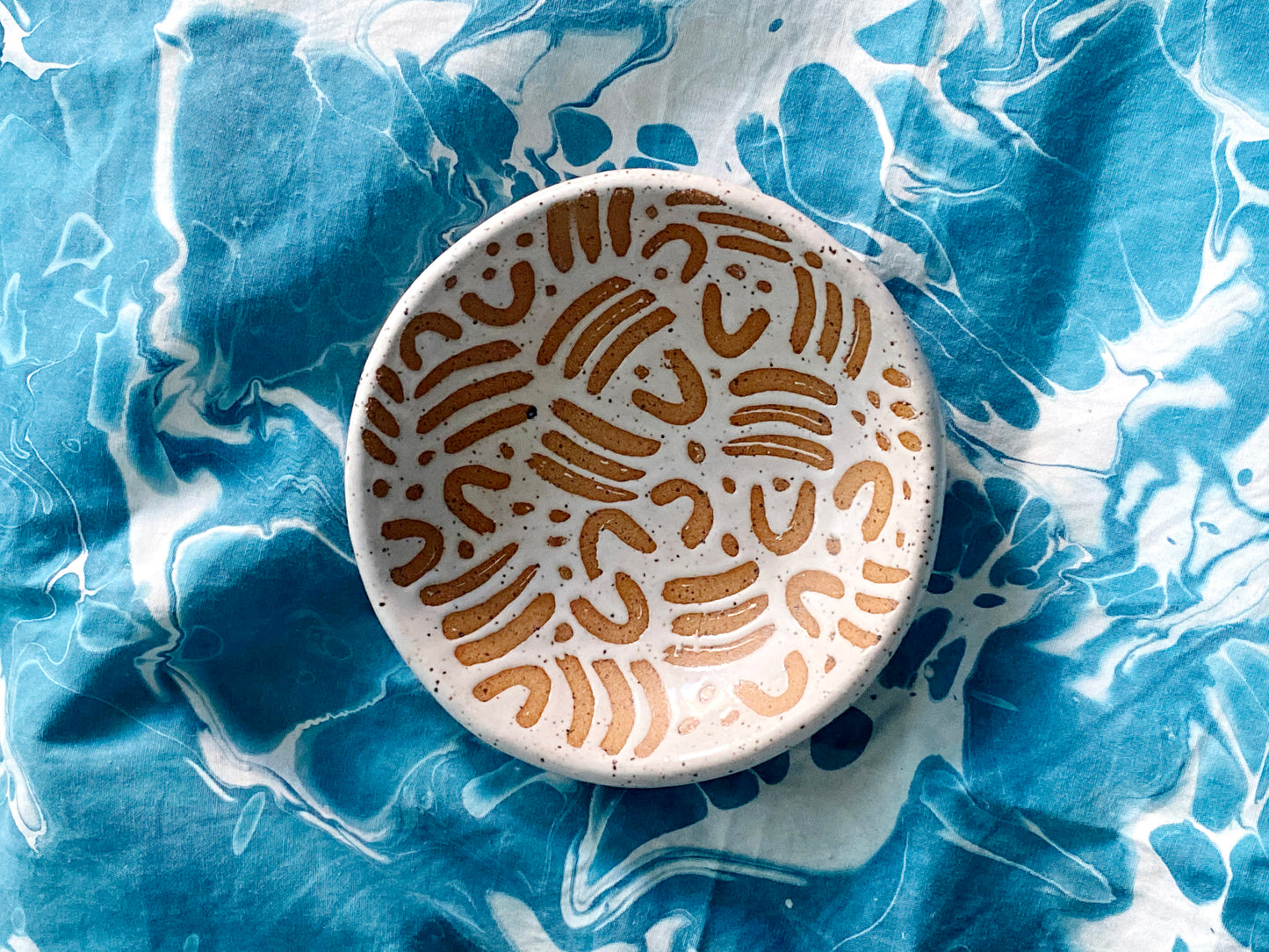Pre-Order: Large "Jot" Trinket Ring Dish - Small Pattern - White