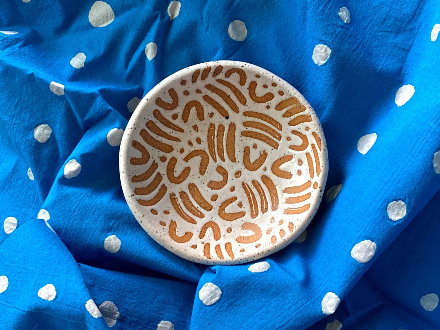 Pre-Order: Large "Jot" Trinket Ring Dish - Small Pattern - White
