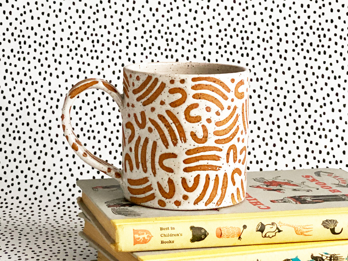 Pre-Order: "Jot" Mug - Small Pattern - White
