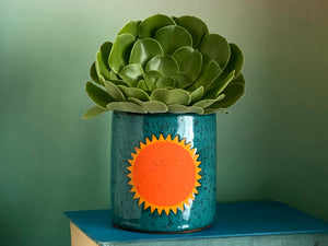 Pre-Order: "Soleil" Sun Planter / Pot - Orange and Turquoise