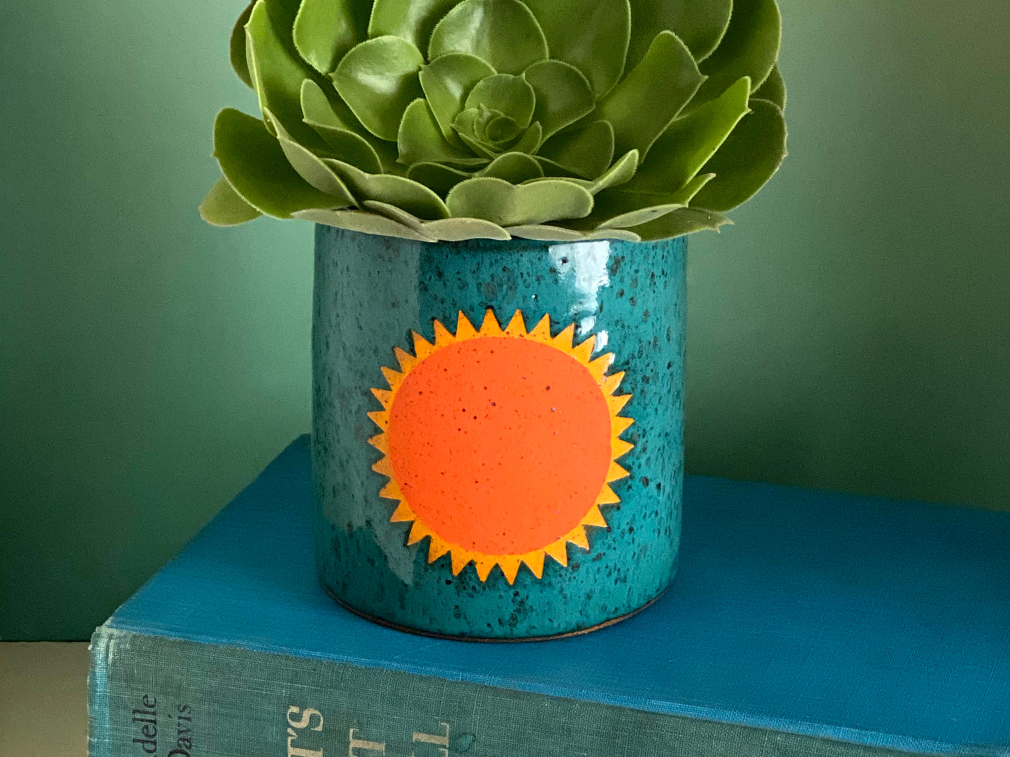 Pre-Order: "Soleil" Sun Planter / Pot - Orange and Turquoise