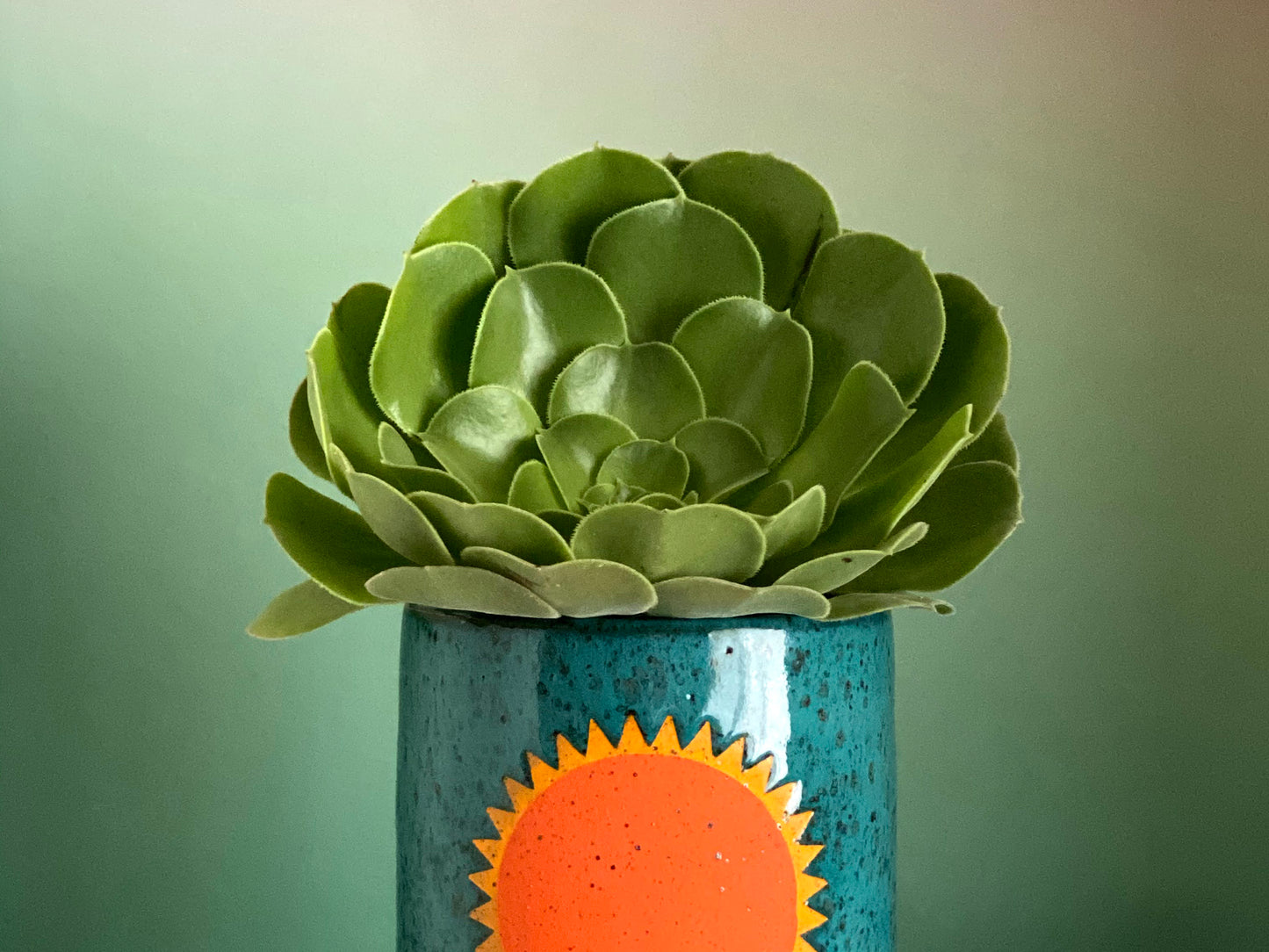 Pre-Order: "Soleil" Sun Planter / Pot - Orange and Turquoise