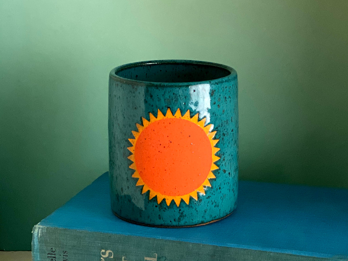 Pre-Order: "Soleil" Sun Cup / Tumbler - Orange and Turquoise